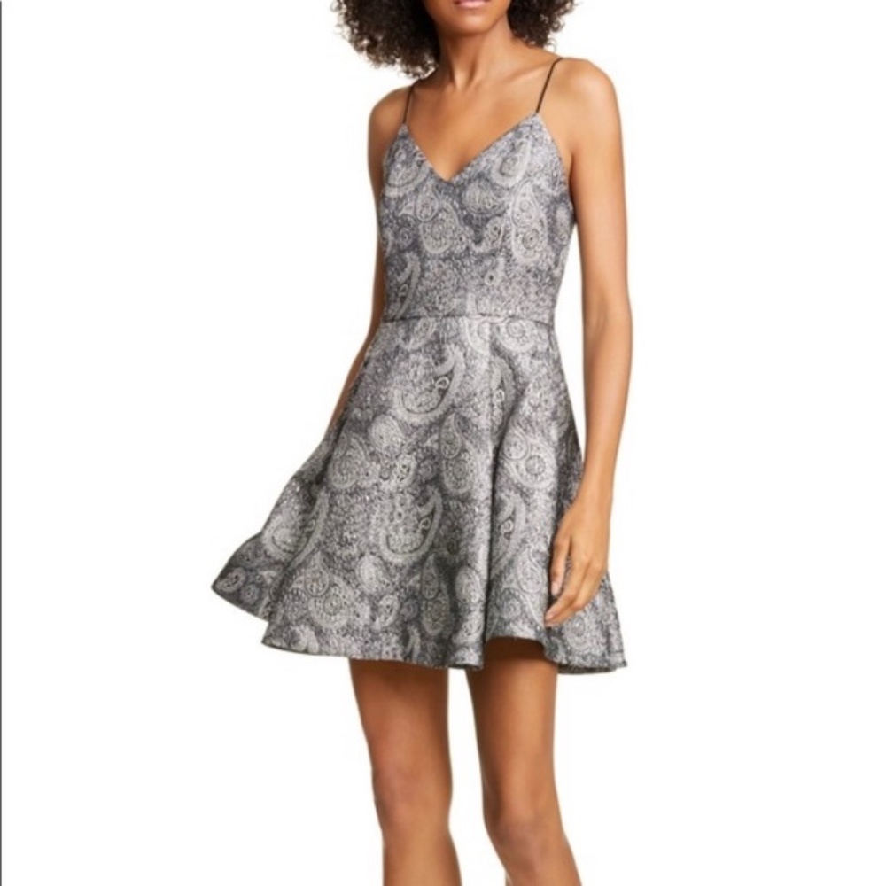 Alice and Olivia Annette Metallic paisley mini dress